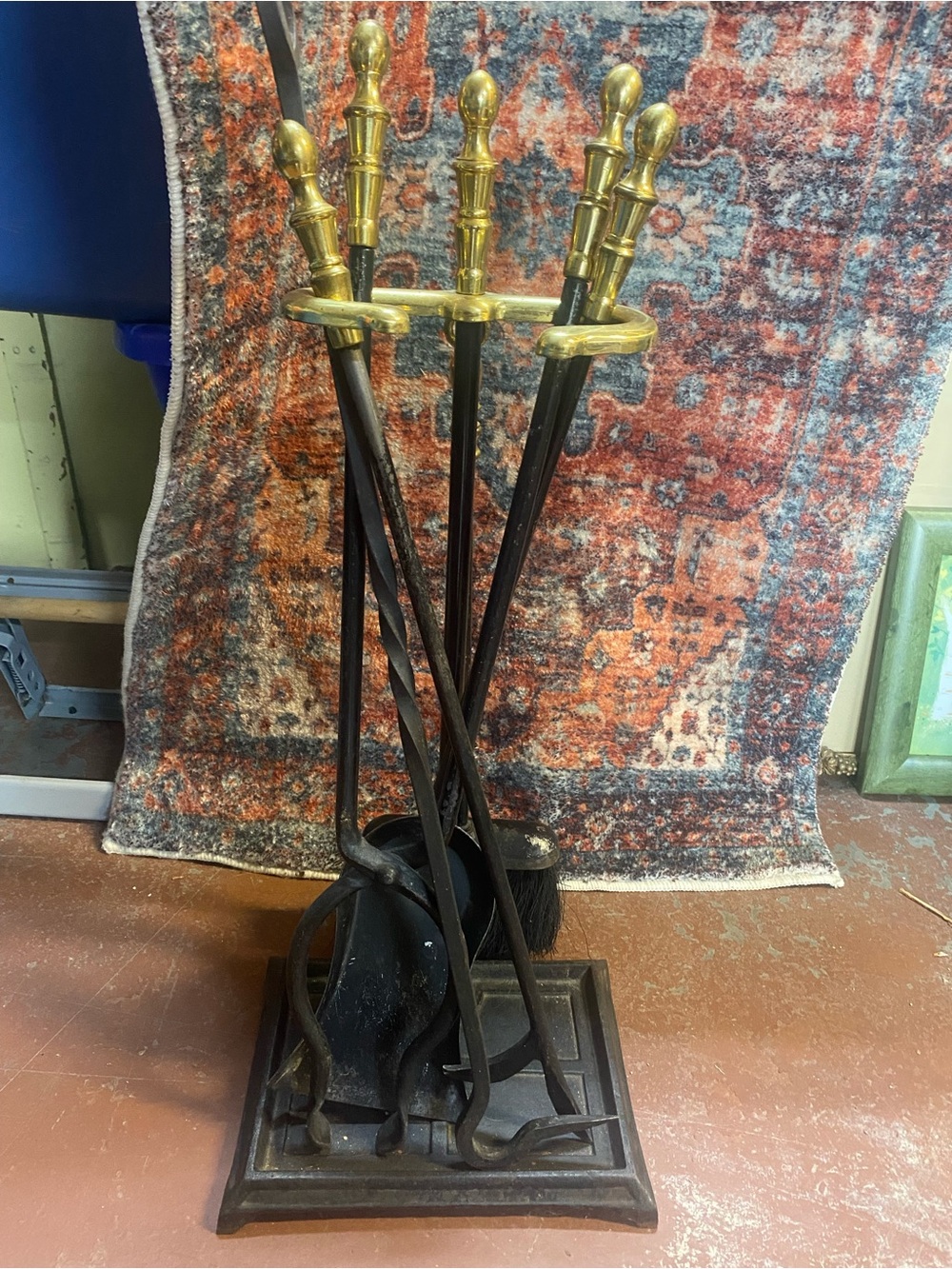 5 PCS Iron Fireplace Tool Set five Fire Tool Five-Prong Stand